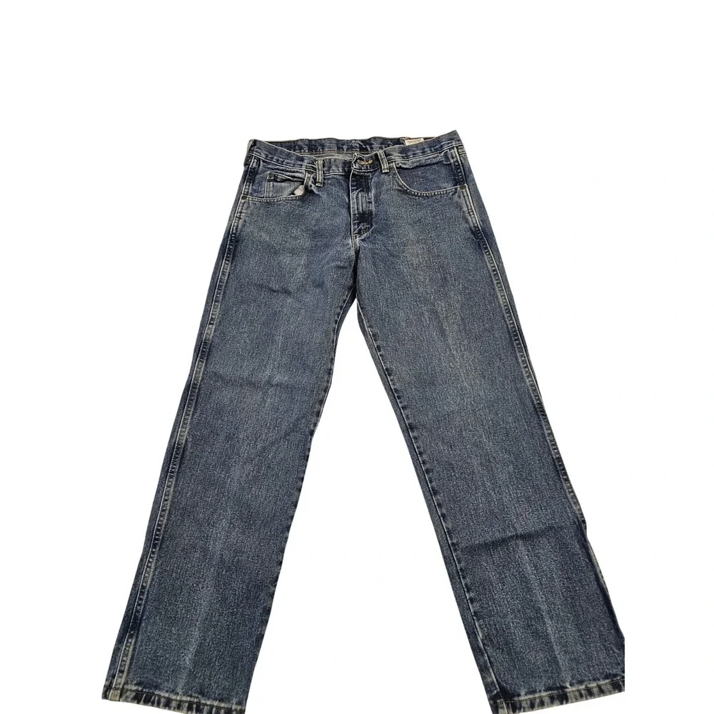 Wrangler Rugged Wear Relaxed Fit Straight Leg Jeans‎ Medium Wash Blue 34x30